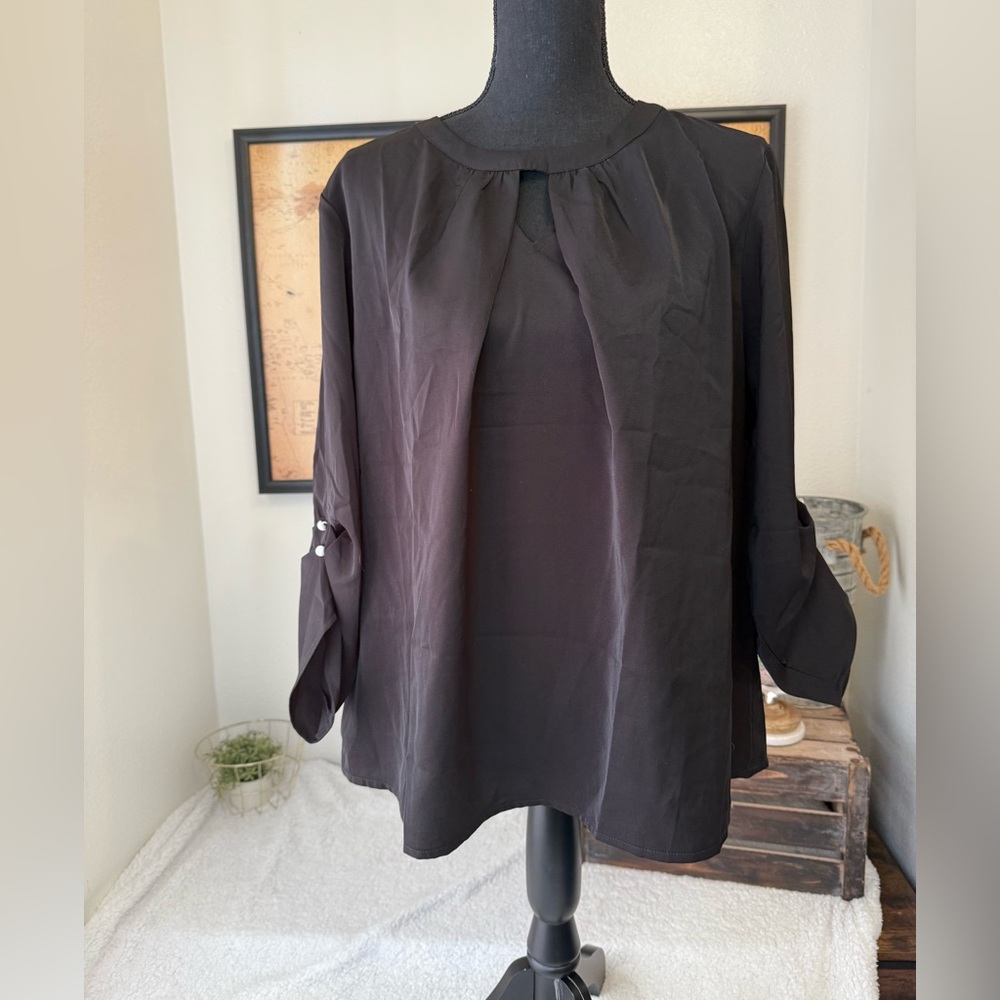 Allegra K lightweight black blouse